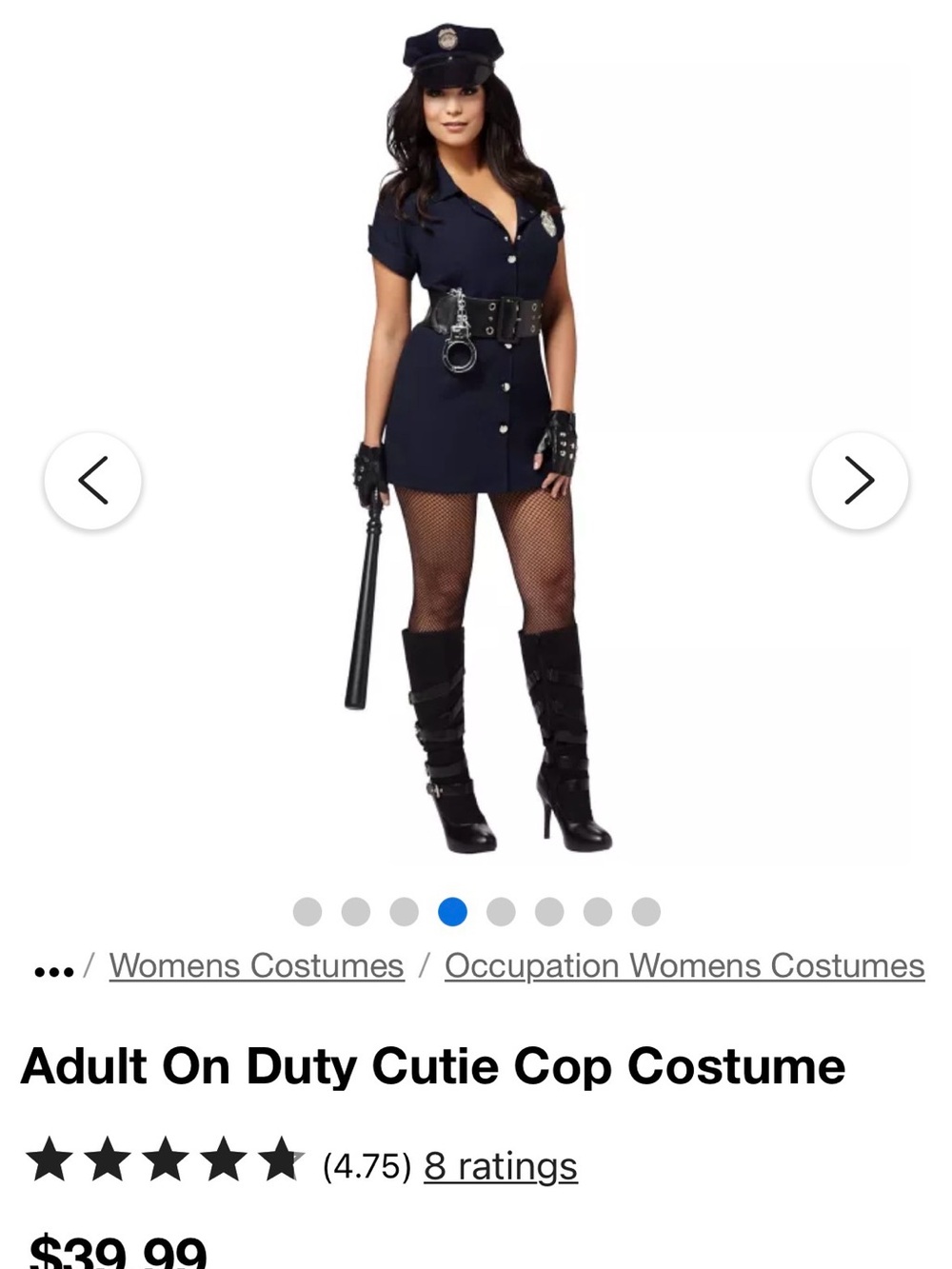 Spirit Halloween Police Officer Costume, Adult Medium “On Duty Cutie” Costume